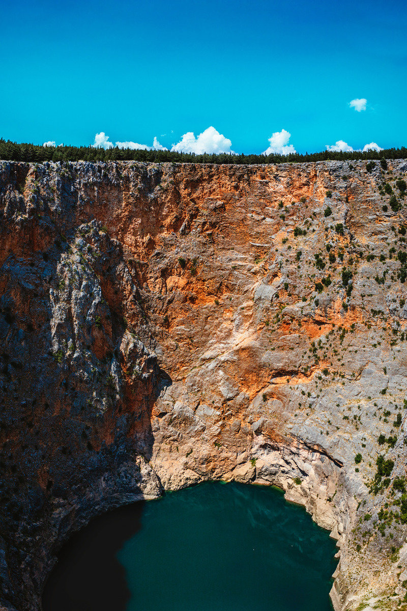 Vertical panorama of Red Hole. Croatia.